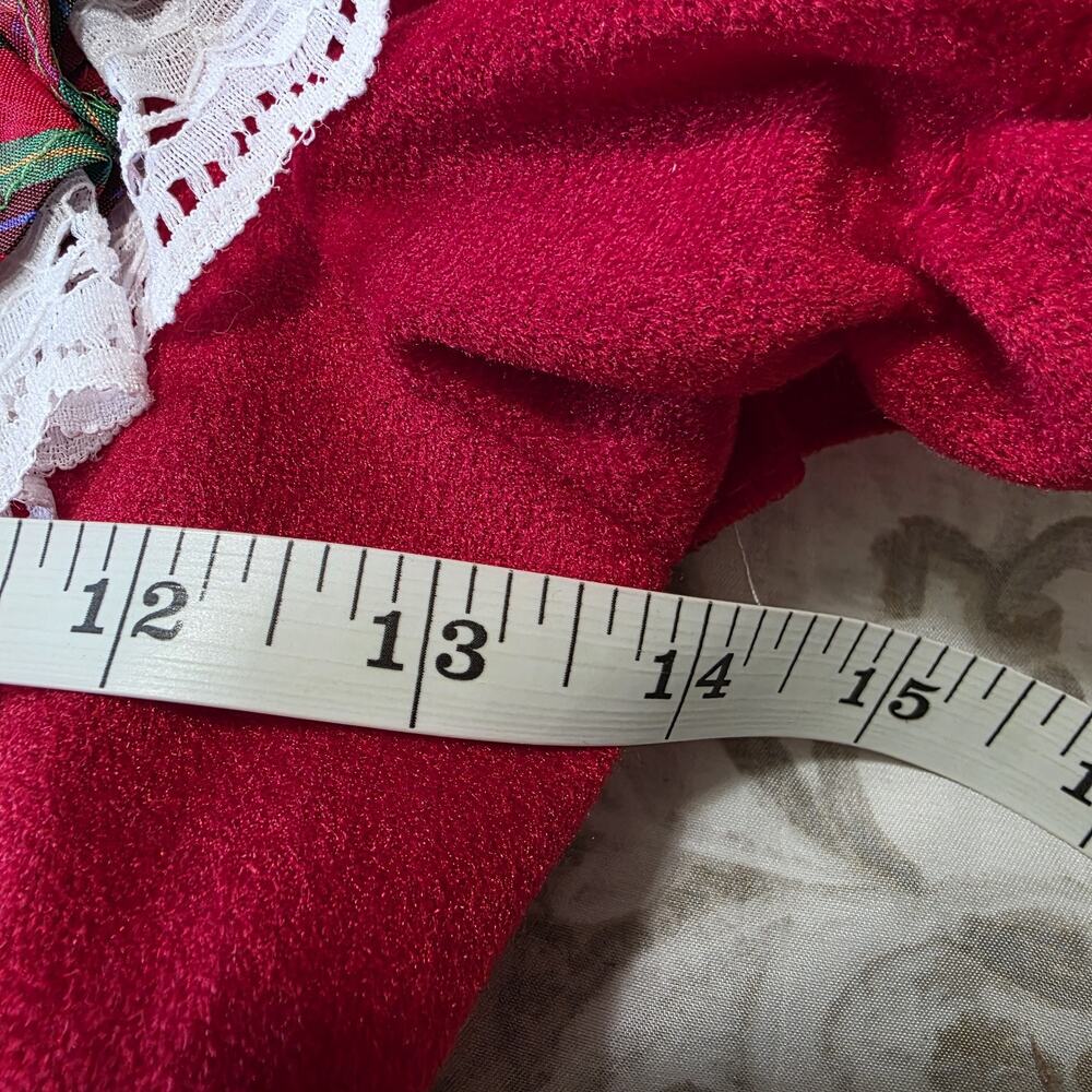 Girls Red Holiday Ruffle Dress with Plaid Trim - Picture 5 of 6